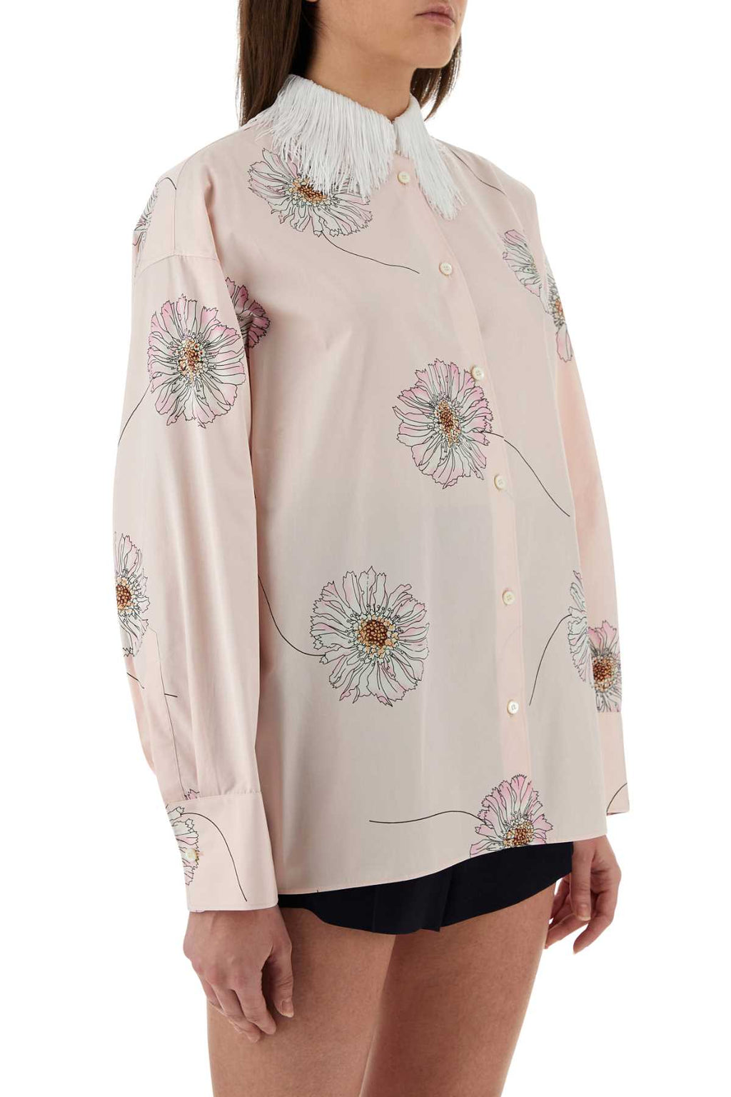 Prada Women Printed Poplin Oversize Shirt