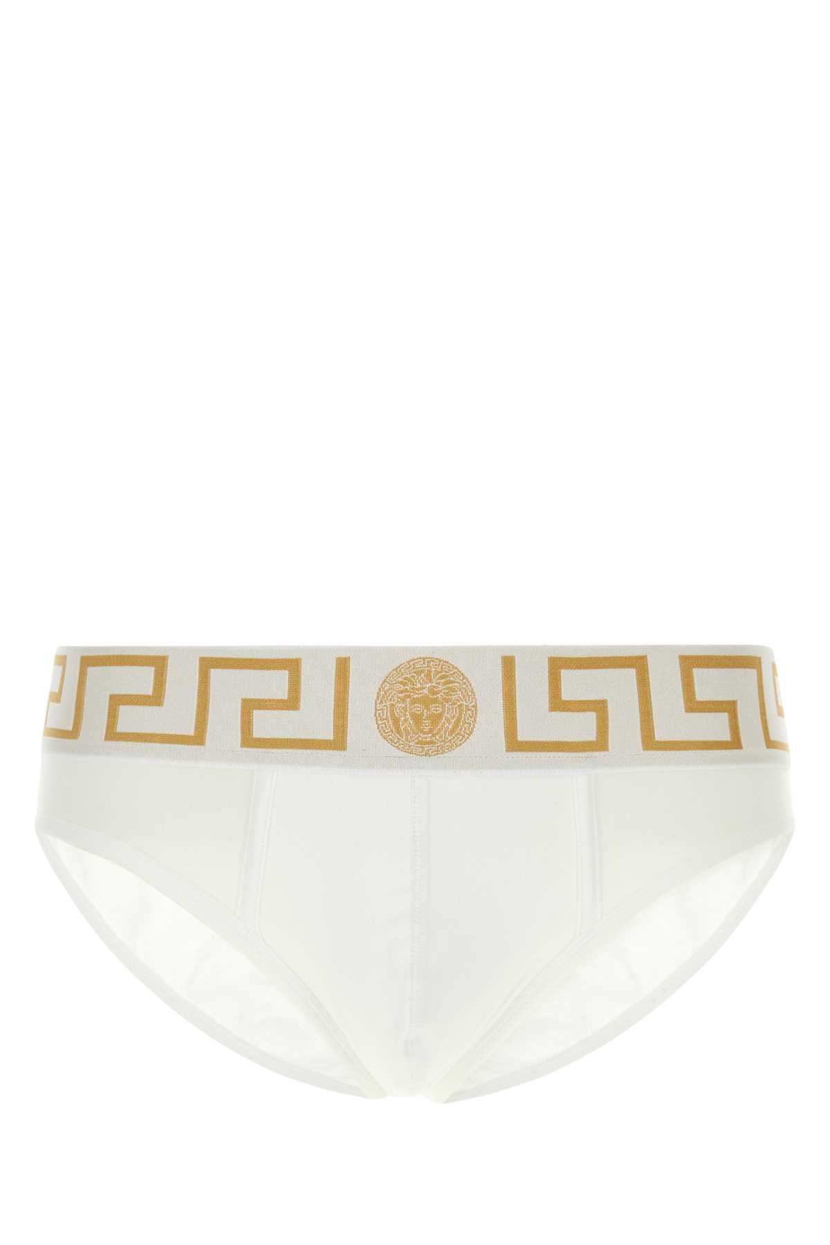 Versace Men White Stretch Cotton Brief