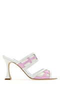 Manolo Blahnik Women Two-Tone Leather And Mesh Avespamu Mules