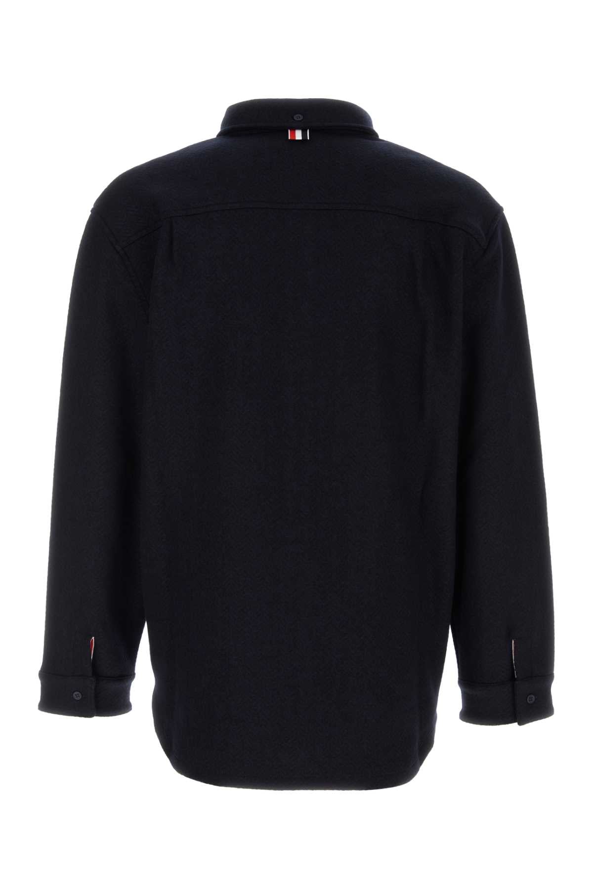 Thom Browne Men Midnight Blue Cotton Blend Oversize Shirt