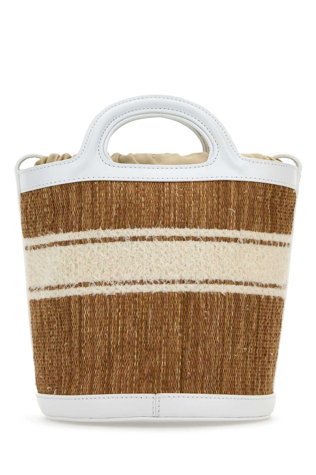 Marni Women Two-Tone Raffia And Leather Tropicalia Bucket Bag
