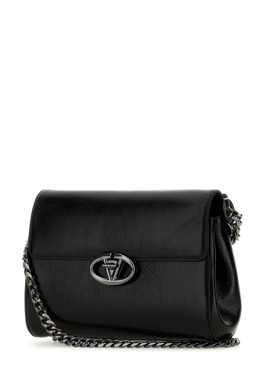 Valentino Garavani Women Black Leather Vlogo Shoulder