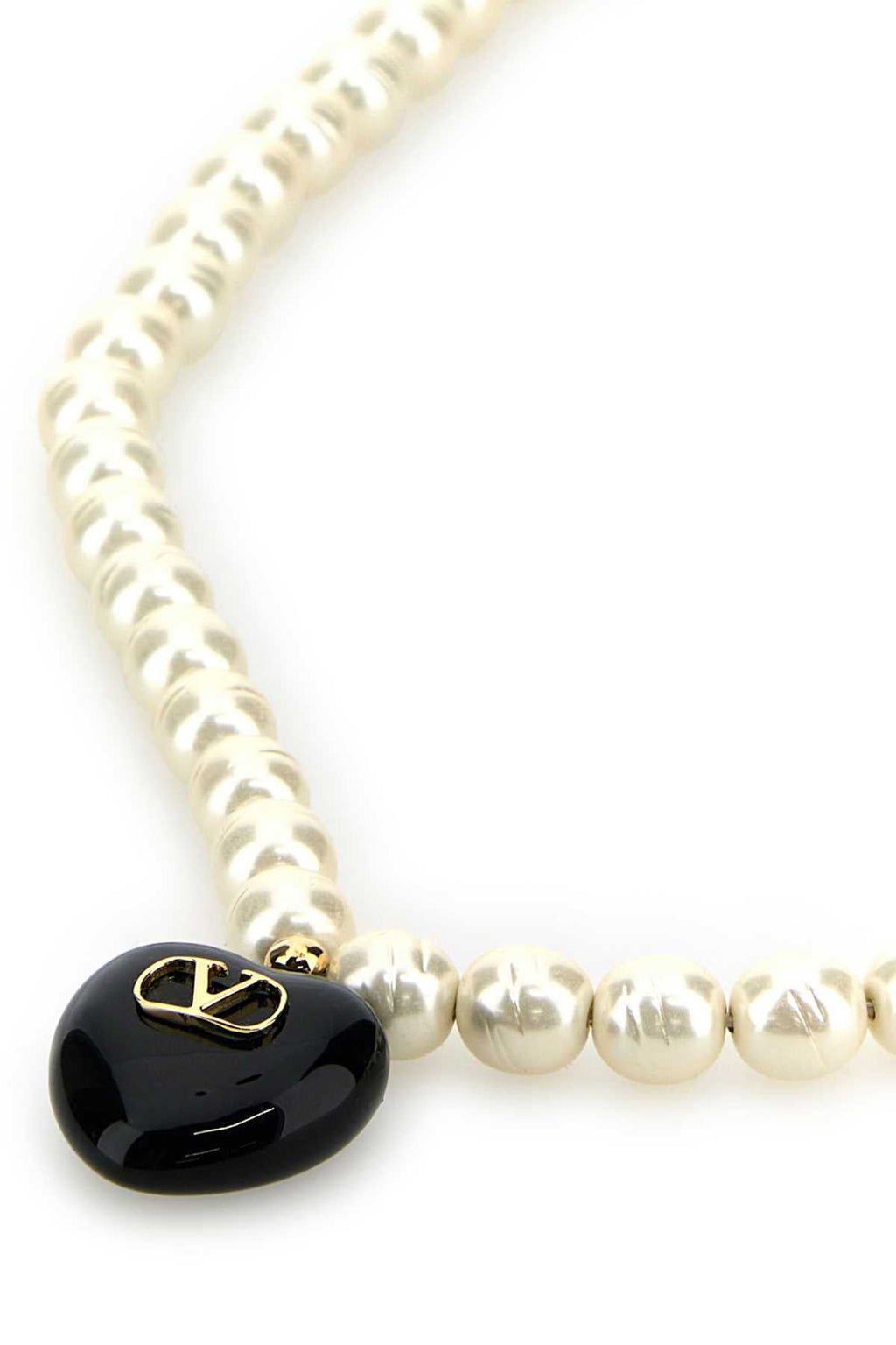 Valentino Garavani Women Ivory Pearls Coeur Royal Necklace