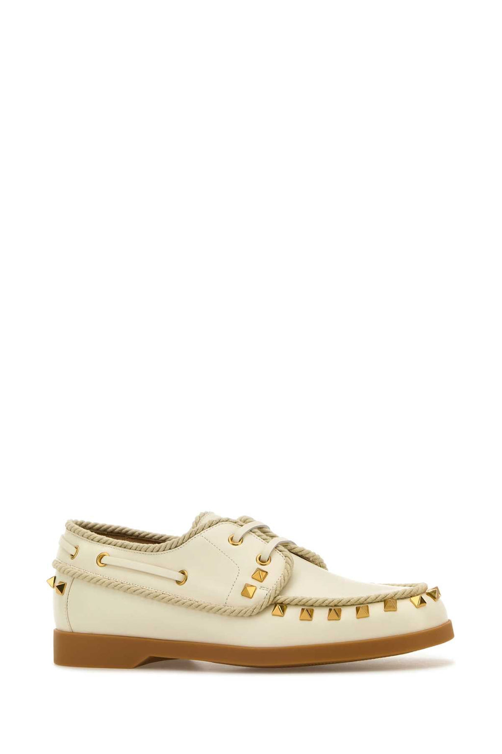 Valentino Garavani Women Ivory Leather Lace-Up Shoes