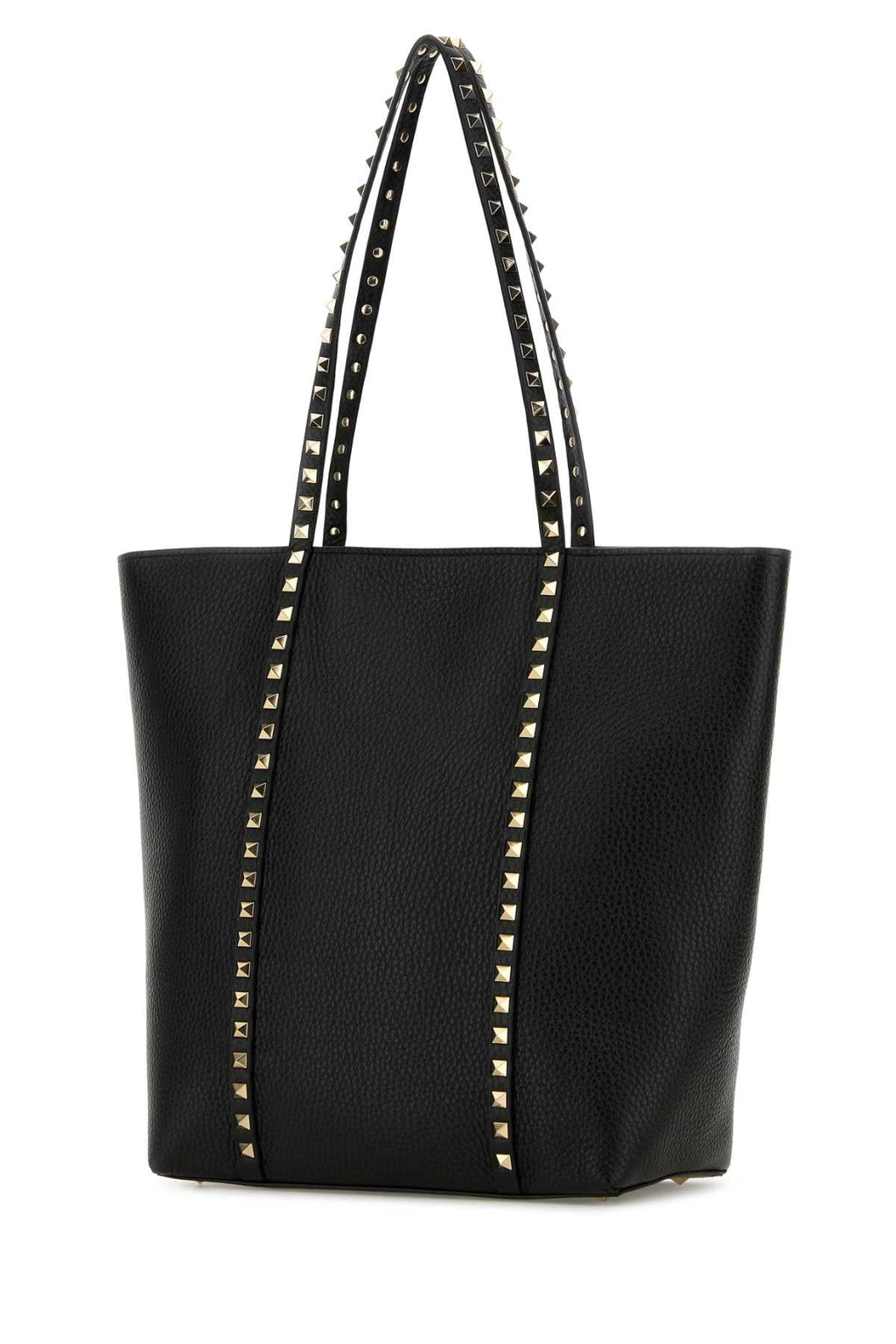Valentino Garavani Women Black Leather Rockstud Shopping Bag