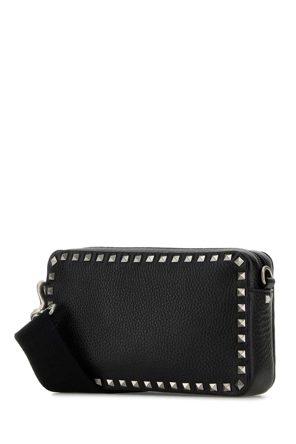 Valentino Garavani Men Black Leather Rockstud Crossbody Bag