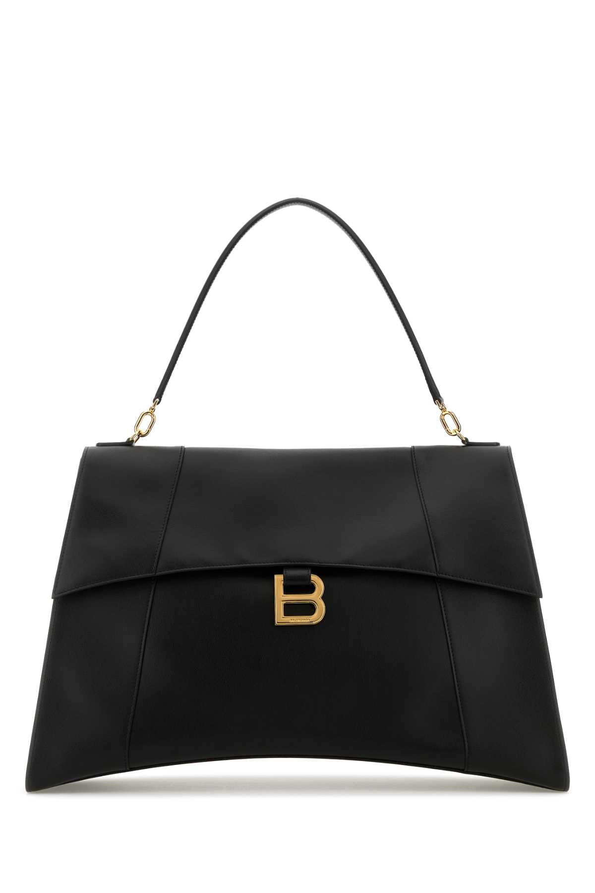Balenciaga Women Black Leather Large Hourglass Soft Handbag