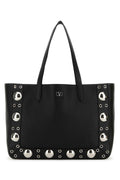 Valentino Garavani Women Black Leather Vlogo Signature Shopping Bag