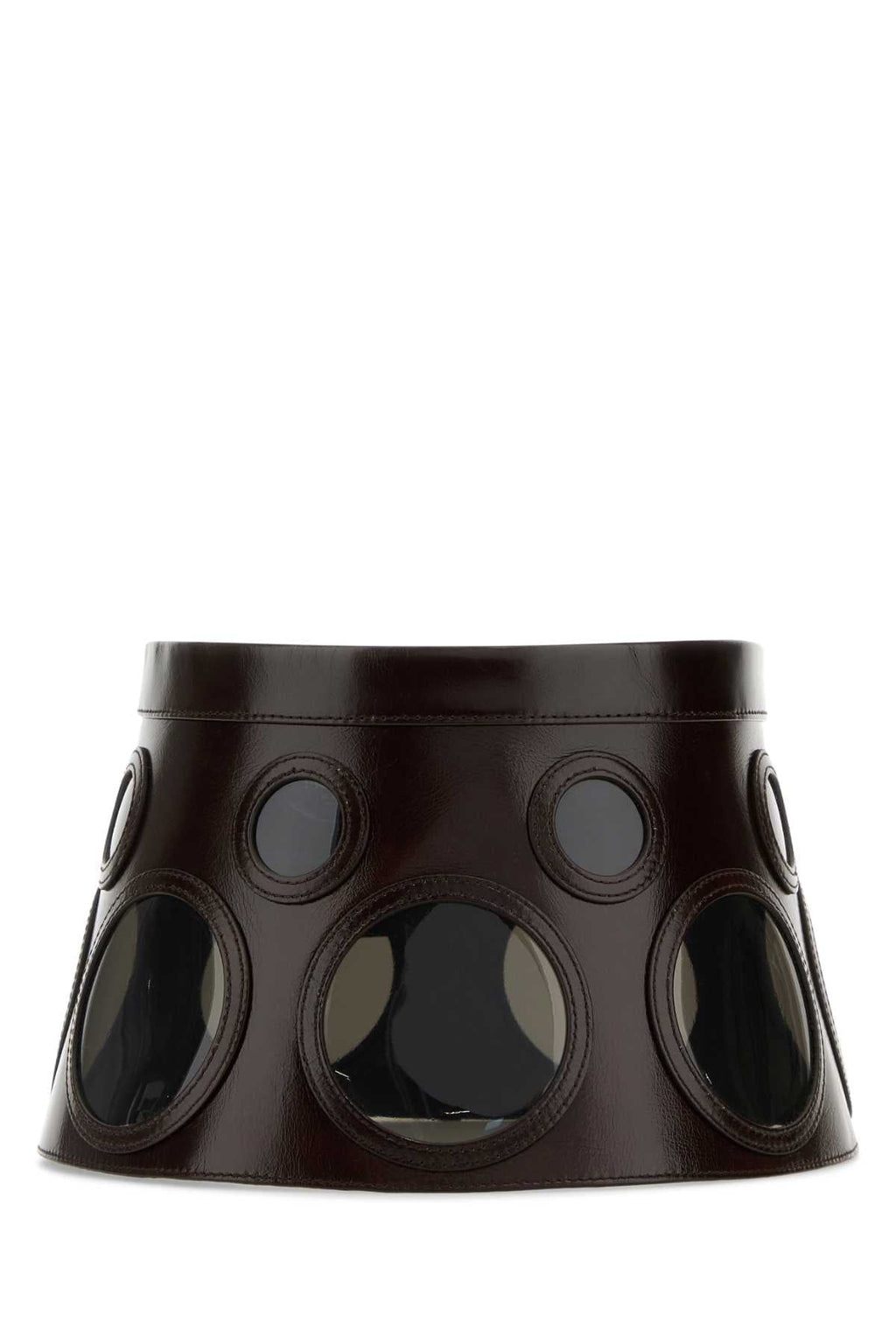 Prada Women Dark Brown Leather Hat