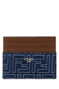 Fendi Men Embroidered Denim Card Holder