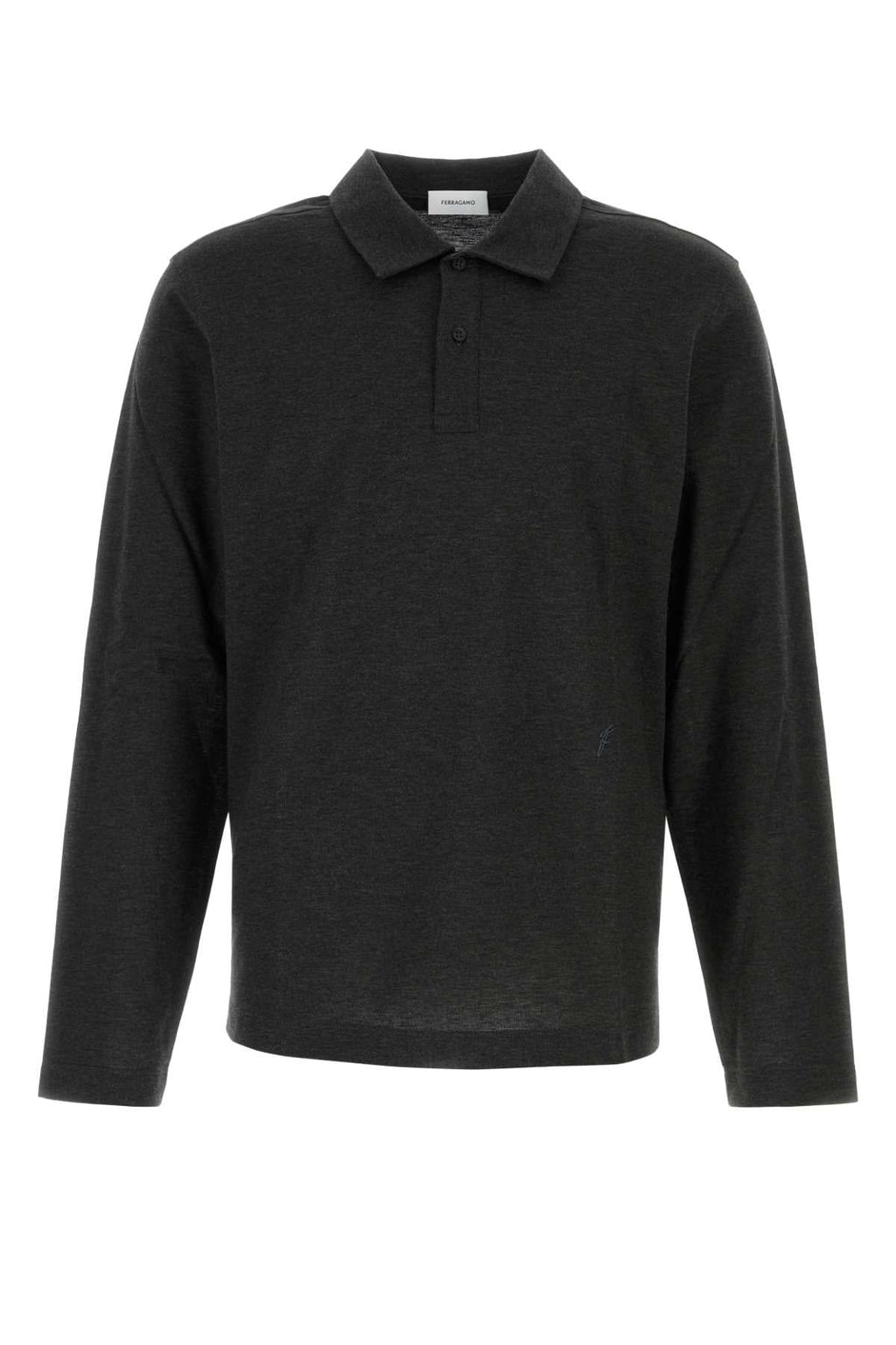 Salvatore Ferragamo Men Graphite Cotton Blend Polo Shirt