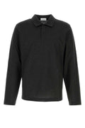 Salvatore Ferragamo Men Graphite Cotton Blend Polo Shirt