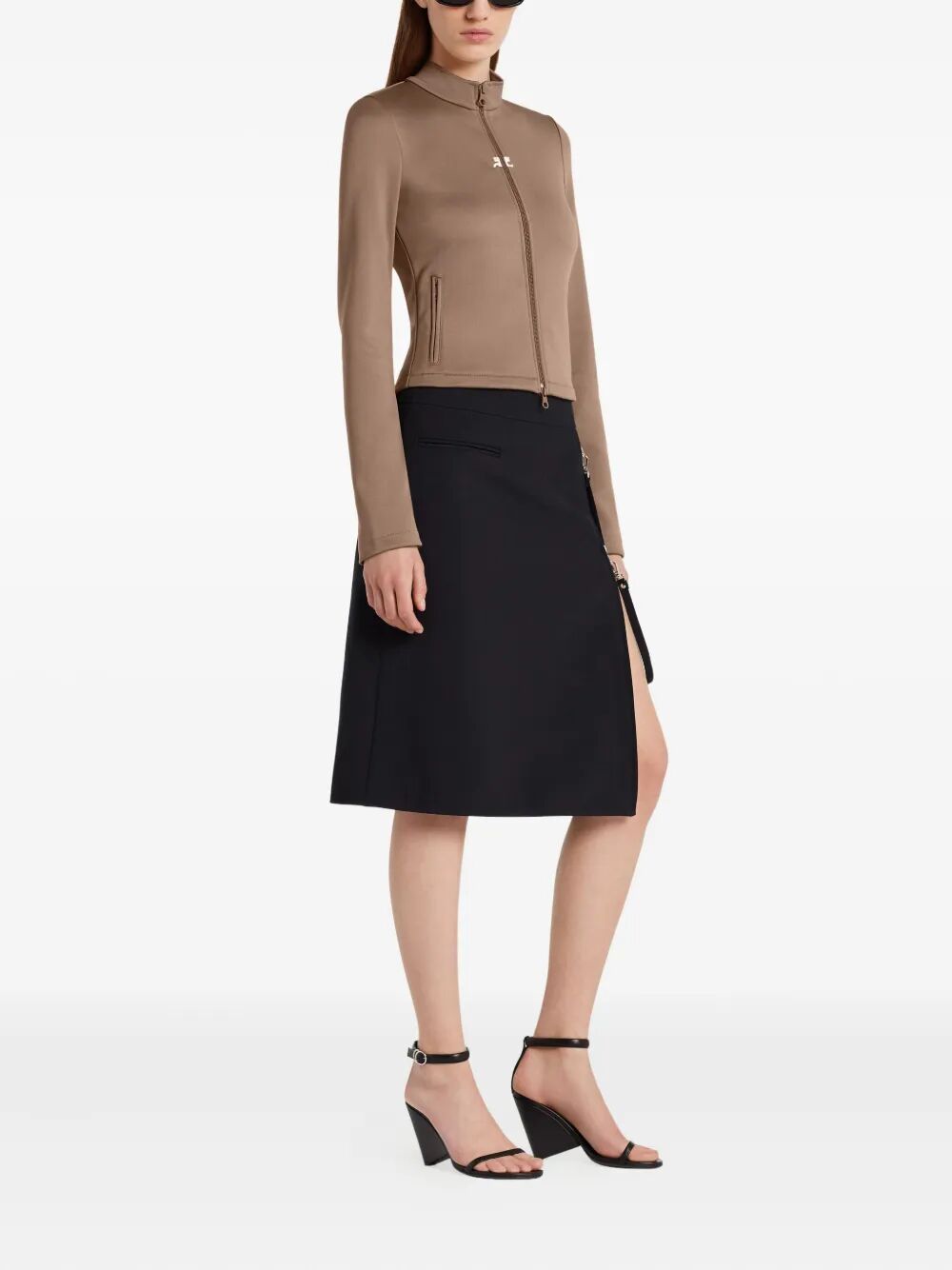 Courreges Women Zipped "Heritage" Crepe Skirt