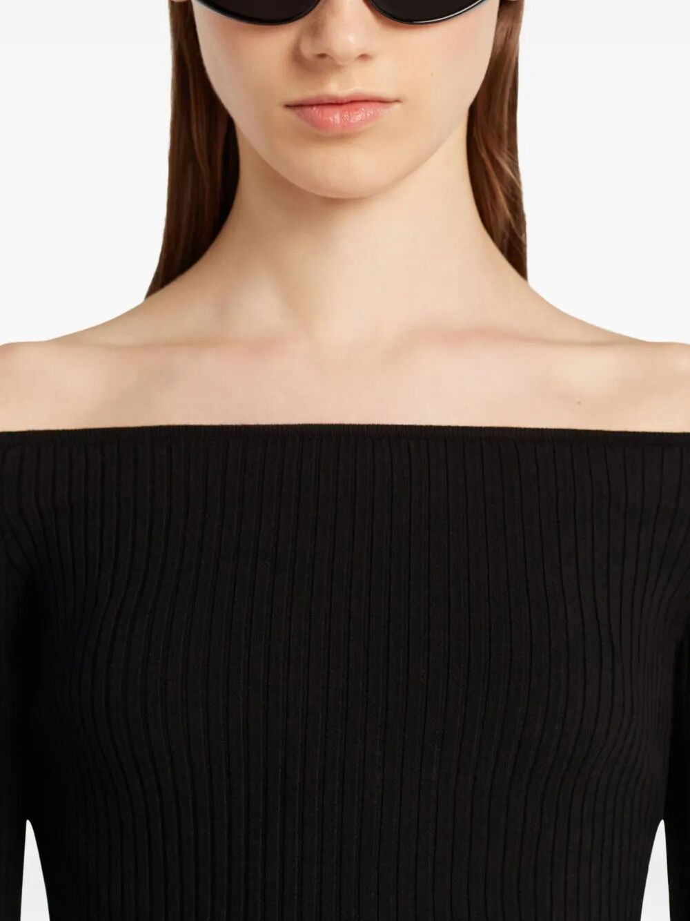 Courreges Women "Off Shoulder" Rib Knit Top