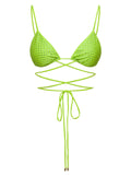 Self-Portrait Women Bikini Top With All-Over Crystal Embellishment In Green Polyamide Woman