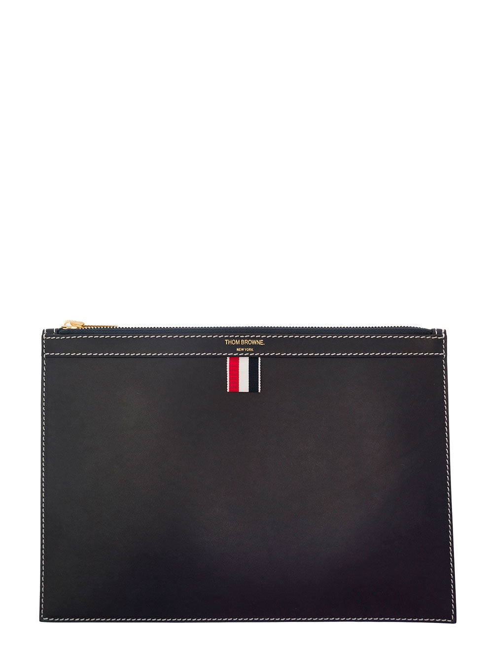 Thom Browne Men Blue Clutch With Logo Detail In Leather Man