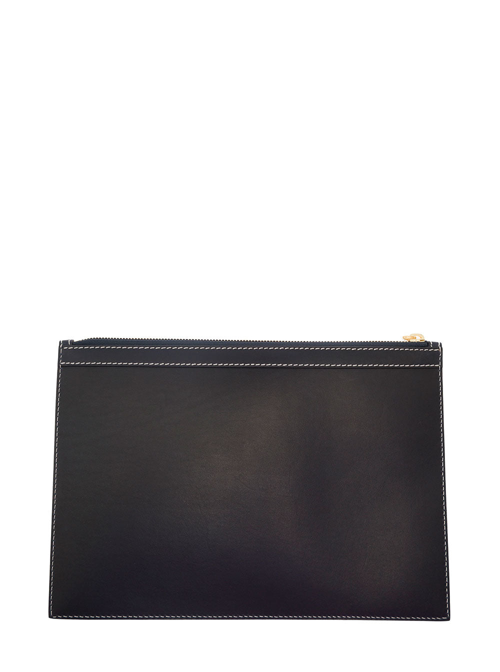 Thom Browne Men Blue Clutch With Logo Detail In Leather Man