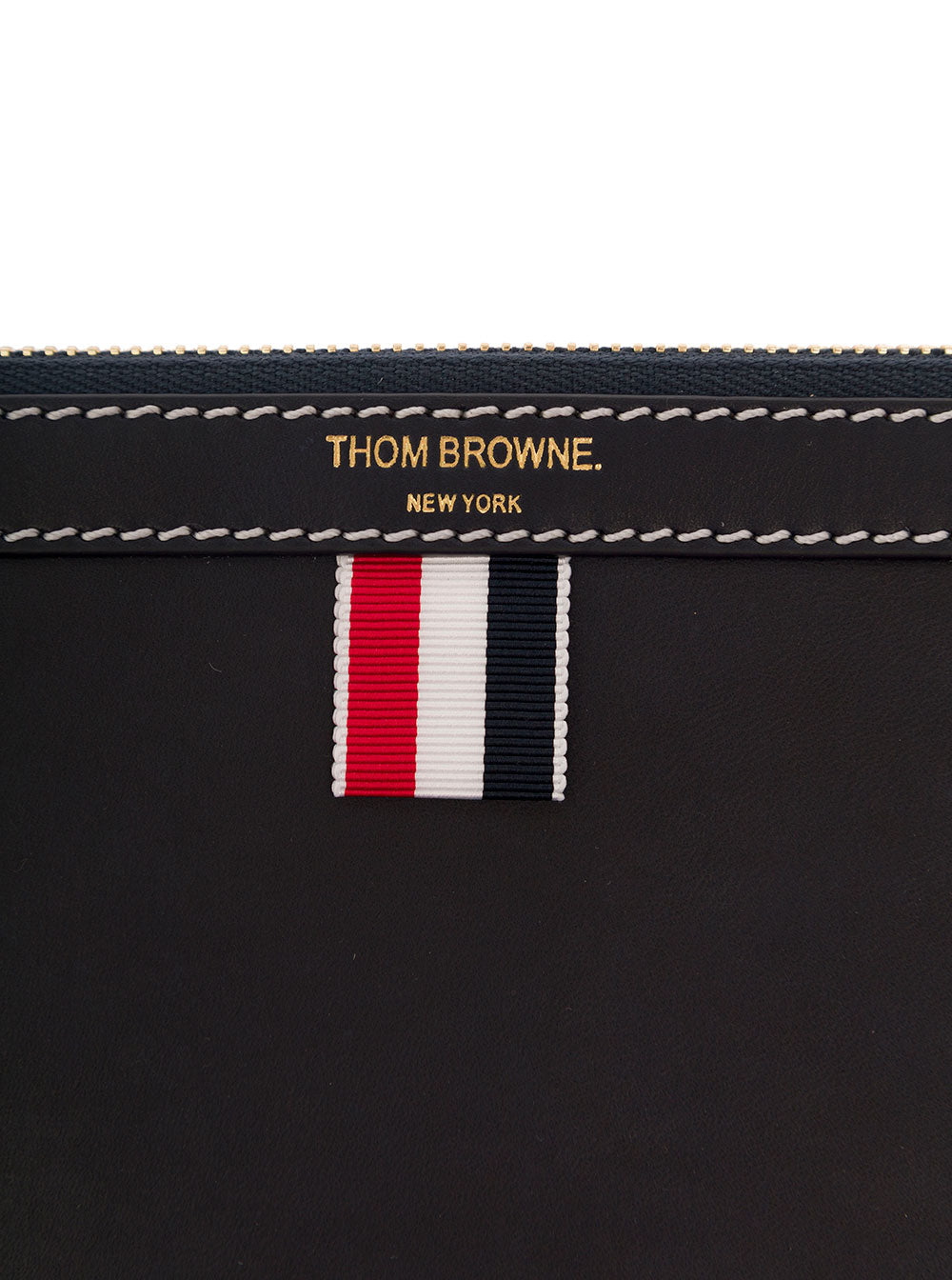 Thom Browne Men Blue Clutch With Logo Detail In Leather Man