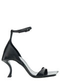 Balenciaga Women 'Hourglass' Black Sandals With Curved Heel In Leather Woman