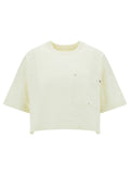 Bottega Veneta Women White Crop T-Shirt With Patch Pockets In Cotton Woman