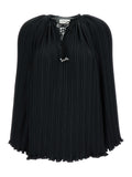 Lanvin Women Long Sleeve Pleated Blouse Open Neck