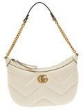 Gucci Women 'Small Gg Marmont' White Shoulder Bag In Matelassé Leather With Chevron Motif Woman