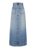 Sportmax Women Maxi Light Blue Skirt With Reversed Front And Rear In Denim Woman