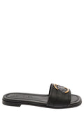 Moncler Women 'Bell' Black Slide With Heel In Leather Woman