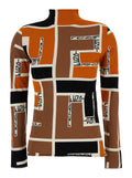 Fendi Women Orange Polo Neck Sweater In Viscose Blend Woman