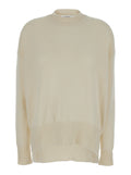 Jil Sander Women Beige Ribbed Pullover In Cashmere Woman