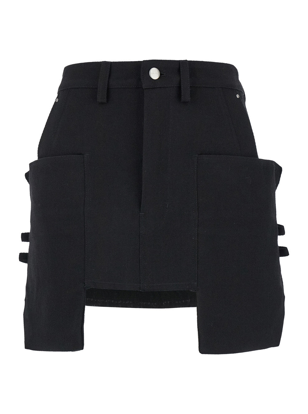 Rick Owens Women 'Stefan' Black Mini-Skirt With Patch Pockets In Wool Woman