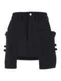 Rick Owens Women 'Stefan' Black Mini-Skirt With Patch Pockets In Wool Woman