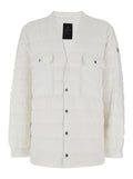 Rick Owens X Moncler Men White Down Jacket With Logo Patch On The Sleeve And Snap Buttons In Tech Fabric Man