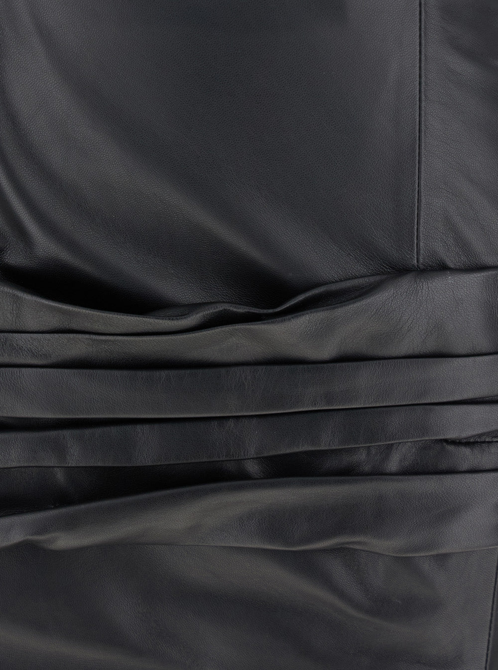 The Attico Women Black Sleeveless Off-Shoulder Midi Dress With Front Single Slit And Ruched Waist In Leather Woman