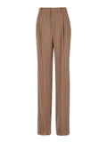 Saint Laurent Women Beige Pants With High Waist And Pences On The Front  In Silk Woman