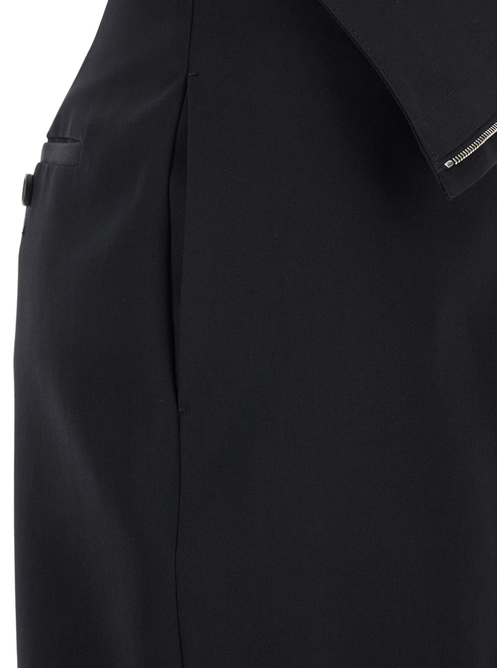 Alexander Mcqueen Women Black Skirt With Foldover Waist And Rear Single Slit In Wool Woman