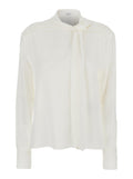 Alexander Mcqueen Women White Blouse With Scarf Detail On The Front In Silk Woman