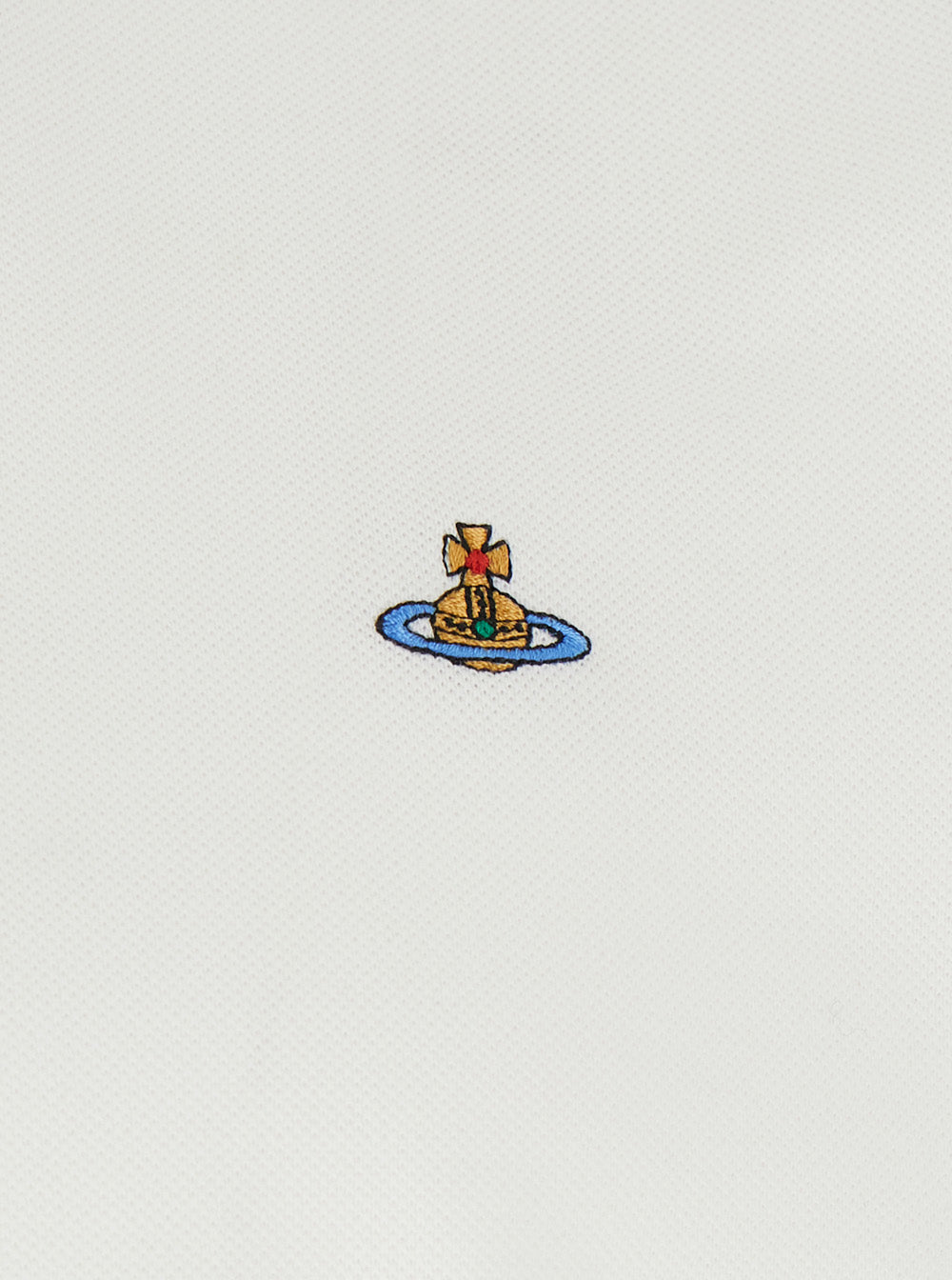 Vivienne Westwood Men White Polo Shirt With Contrasting Collar And Orb Logo Detail On The Front In Cotton Man