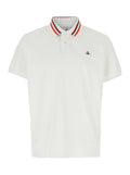 Vivienne Westwood Men White Polo Shirt With Contrasting Collar And Orb Logo Detail On The Front In Cotton Man