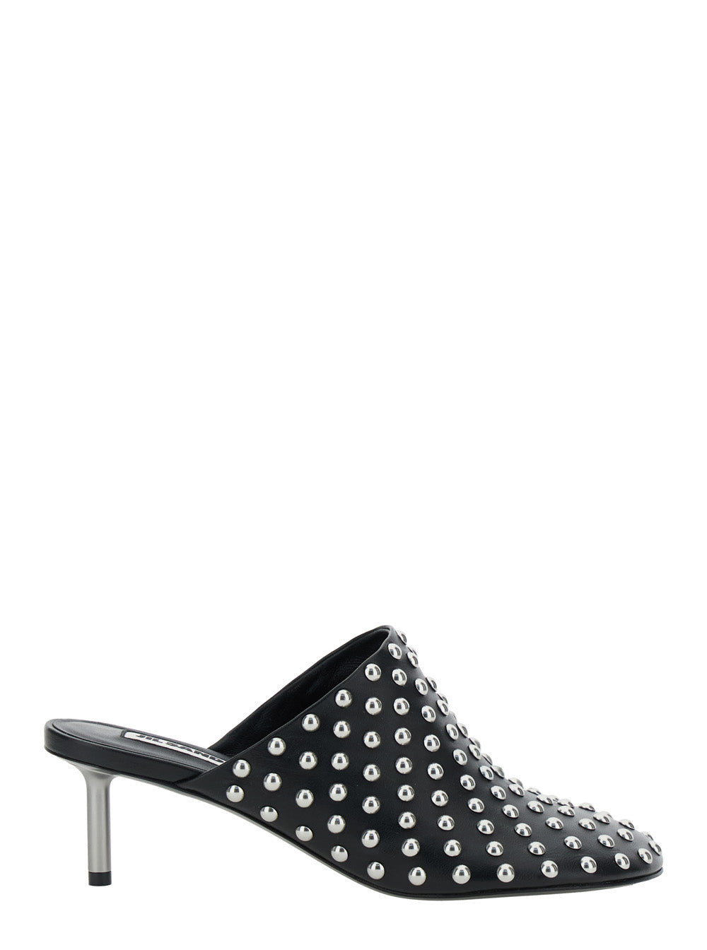 Jil Sander Women Black Mules With Low Heel And All-Over Stud Embellishments In Leather Woman