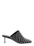 Jil Sander Women Black Mules With Low Heel And All-Over Stud Embellishments In Leather Woman