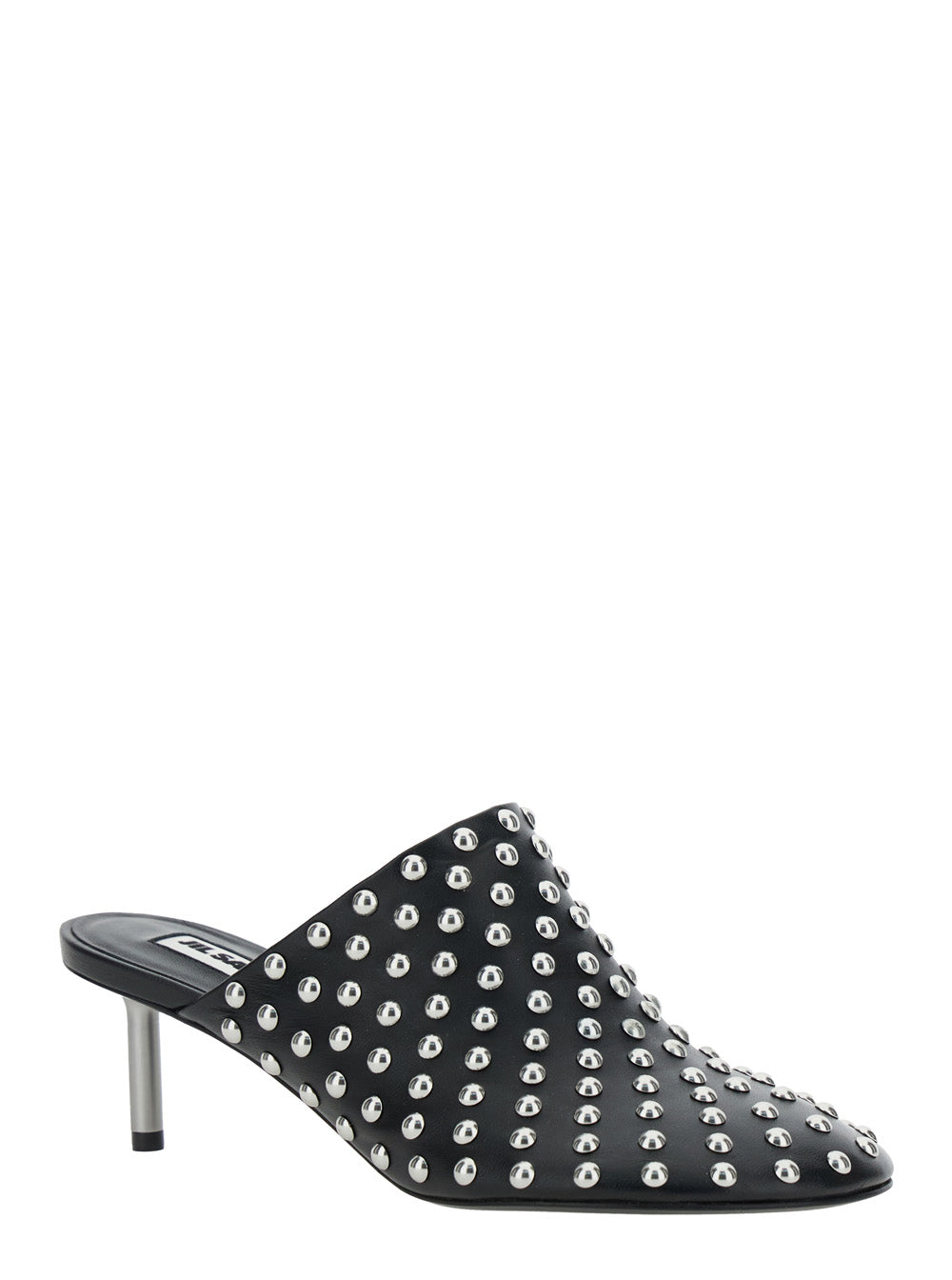 Jil Sander Women Black Mules With Low Heel And All-Over Stud Embellishments In Leather Woman