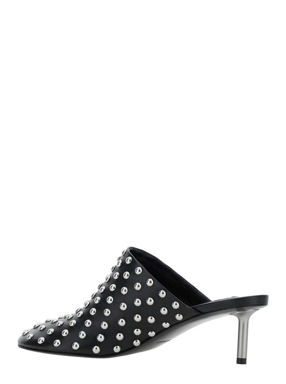 Jil Sander Women Black Mules With Low Heel And All-Over Stud Embellishments In Leather Woman