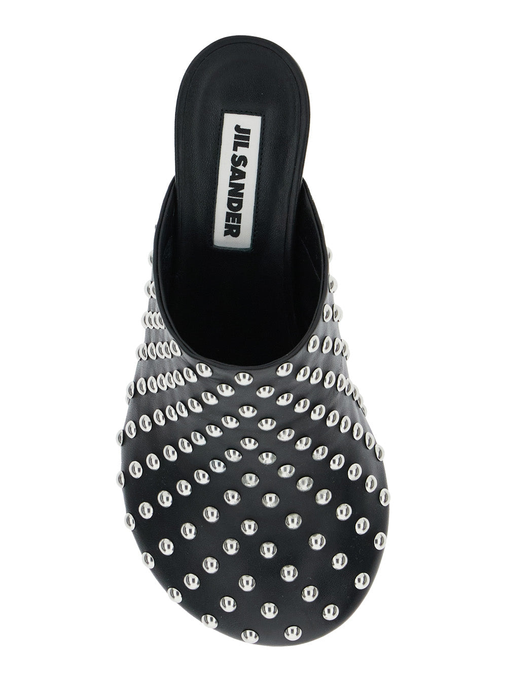Jil Sander Women Black Mules With Low Heel And All-Over Stud Embellishments In Leather Woman