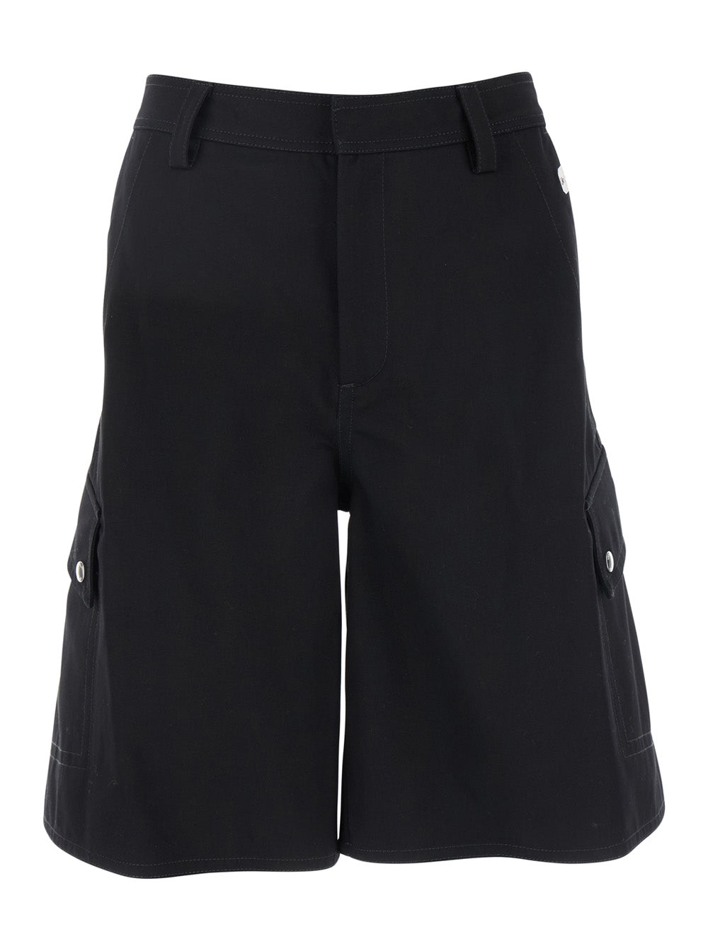 Off-White Men Black Cargo Shorts With Belt Loops In Cotton Man