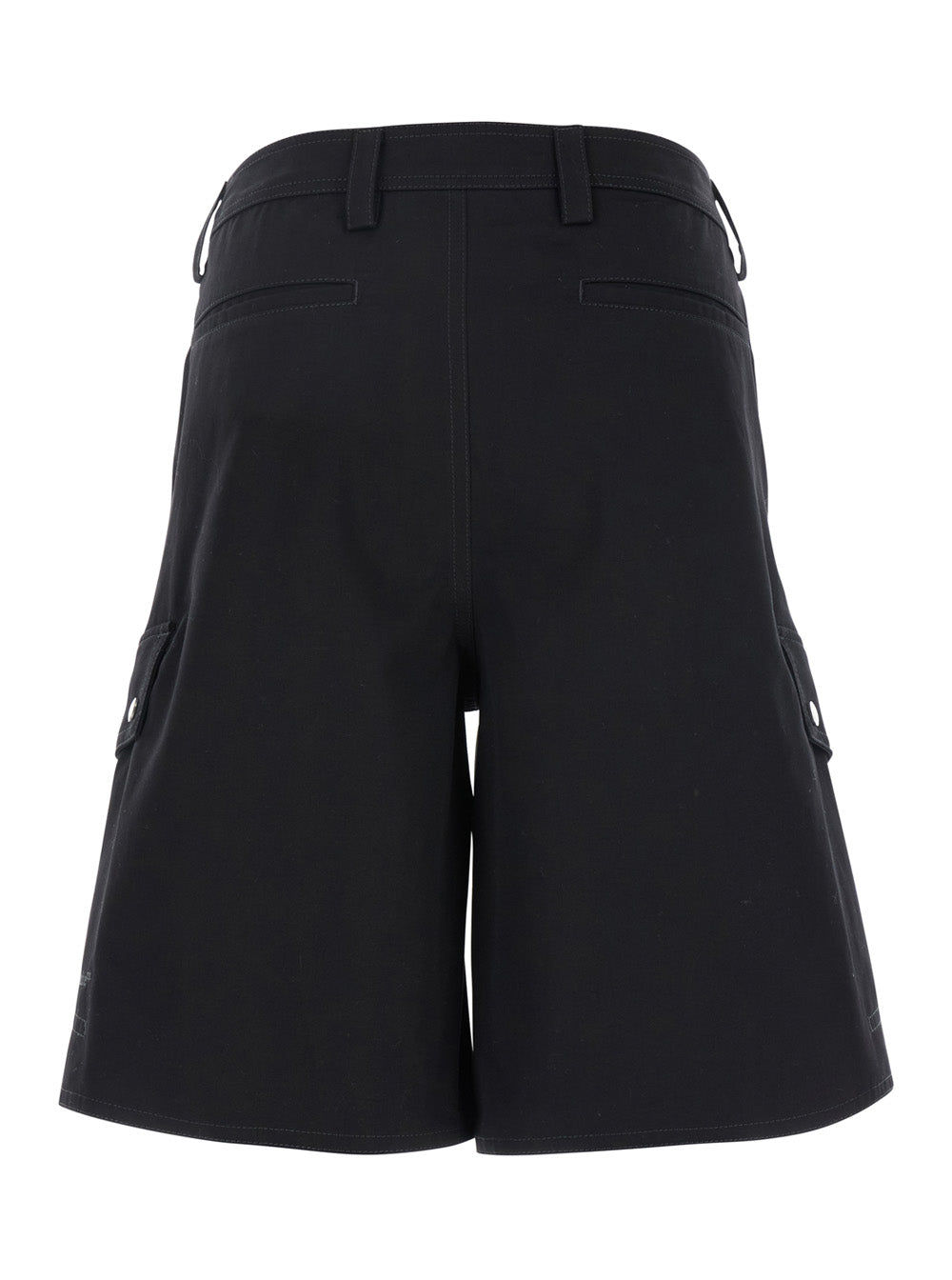 Off-White Men Black Cargo Shorts With Belt Loops In Cotton Man