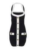 Balmain Women Black Dress With Square Neckline And Decorative Buttons In Viscose Blend Women