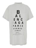 Balenciaga Women White T-Shirt With Logo Printed On The Front And Torn Details In Cotton Woman