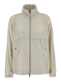 Moncler Grenoble Men 'Negara' Beige Jacket With Logo Print On The Front And Removable Hood In Tech Fabric Man