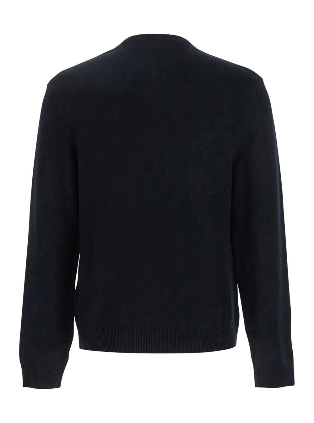 Marine Serre Men Black Crewneck Sweater With Logo Embroidery On The Front In Viscose Stretch Man